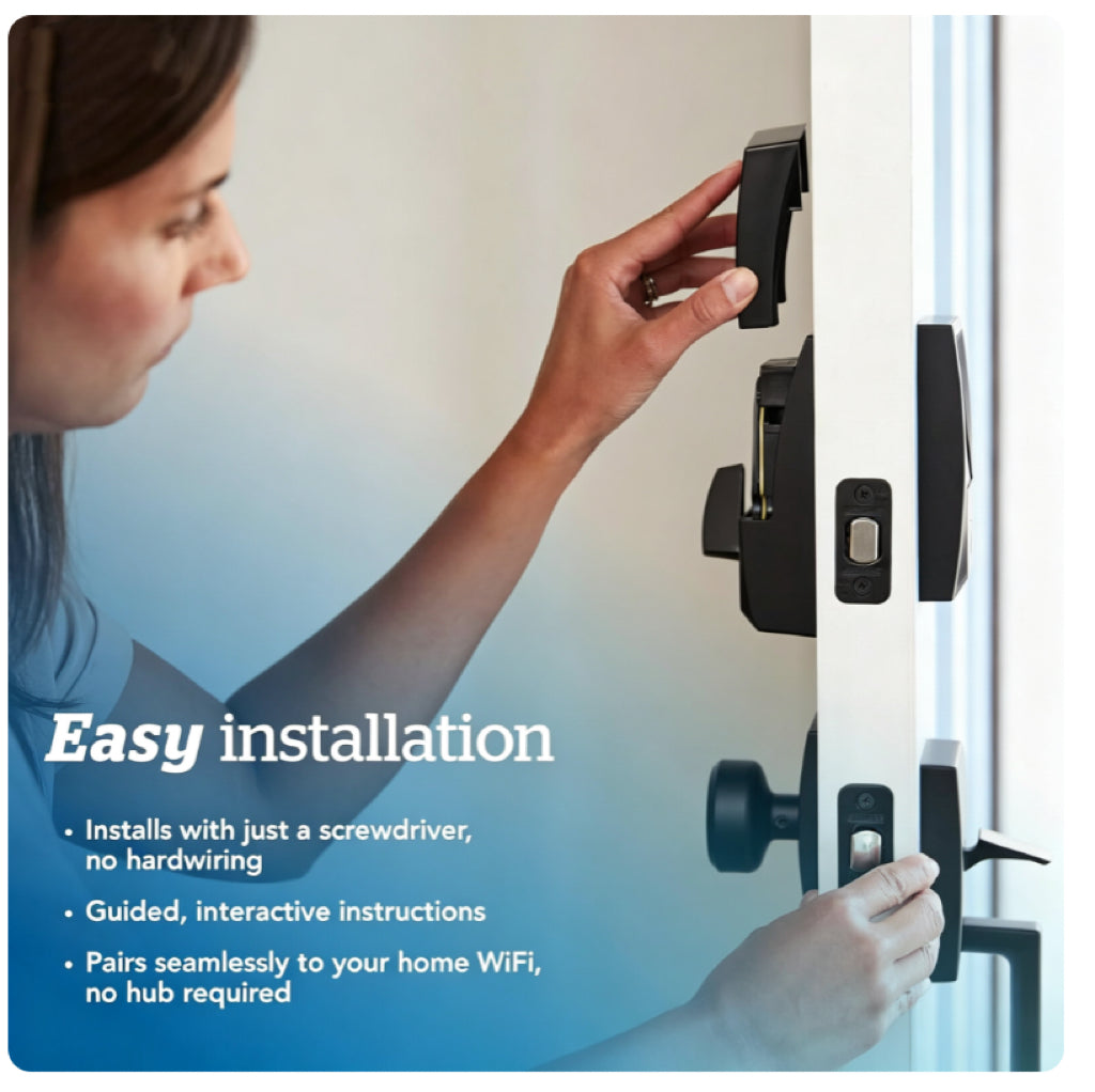 (Clearance Sale)Encode Smart WiFi Deadbolt Lock with Camelot Trim, Satin Nickel | Keyless entry door lock, Touchscreen keypad, App control, Alexa, Google Home, Ring