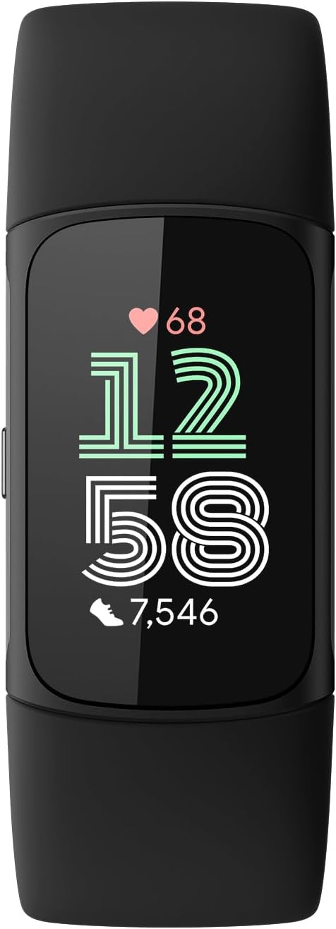 (Clearance Sale)Fitness Tracker - Obsidian/Black | Google apps, heart rate on exercise equipment,  small and large bands