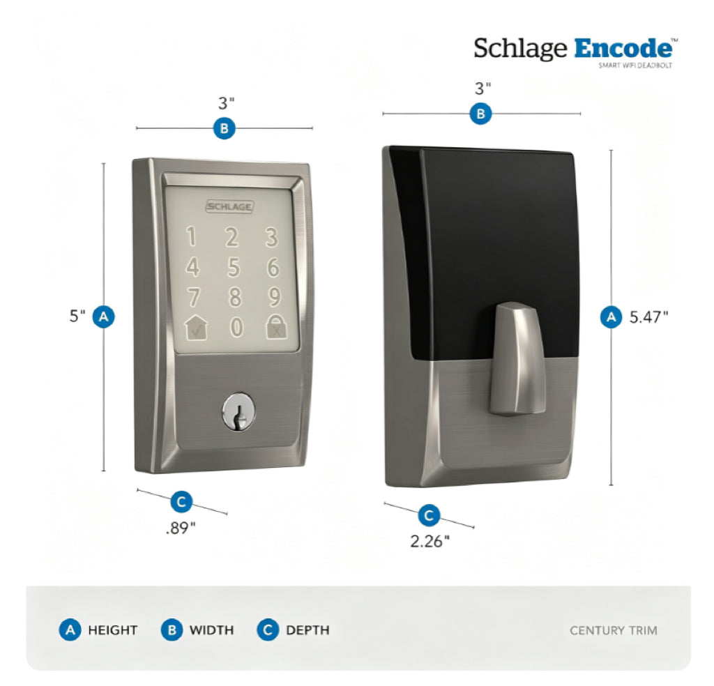 (Clearance Sale)Encode Smart WiFi Deadbolt Lock with Camelot Trim, Satin Nickel | Keyless entry door lock, Touchscreen keypad, App control, Alexa, Google Home, Ring