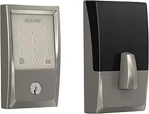 (Clearance Sale)Encode Smart WiFi Deadbolt Lock with Camelot Trim, Satin Nickel | Keyless entry door lock, Touchscreen keypad, App control, Alexa, Google Home, Ring