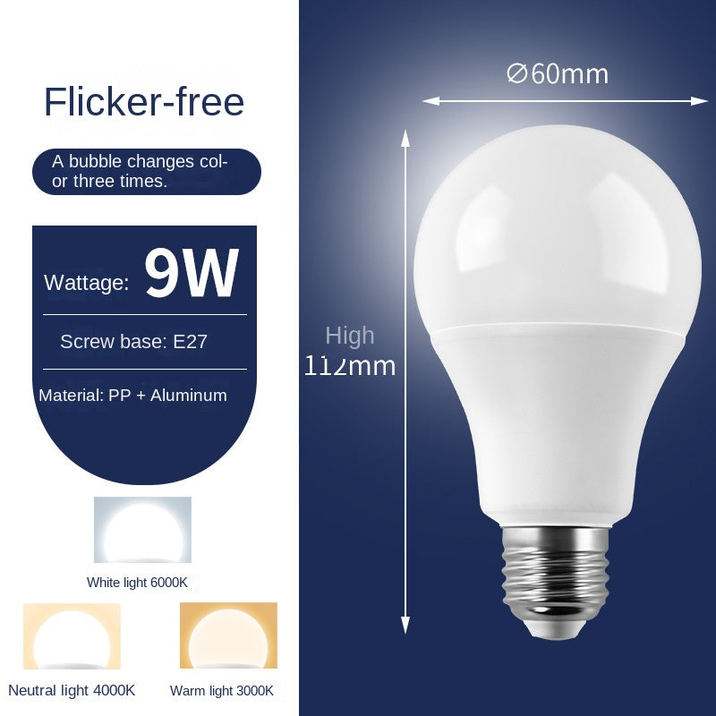 LED bulb super bright plastic wrapped aluminum bulb light e14 small screw e27 large screw household lighting energy-saving lamp